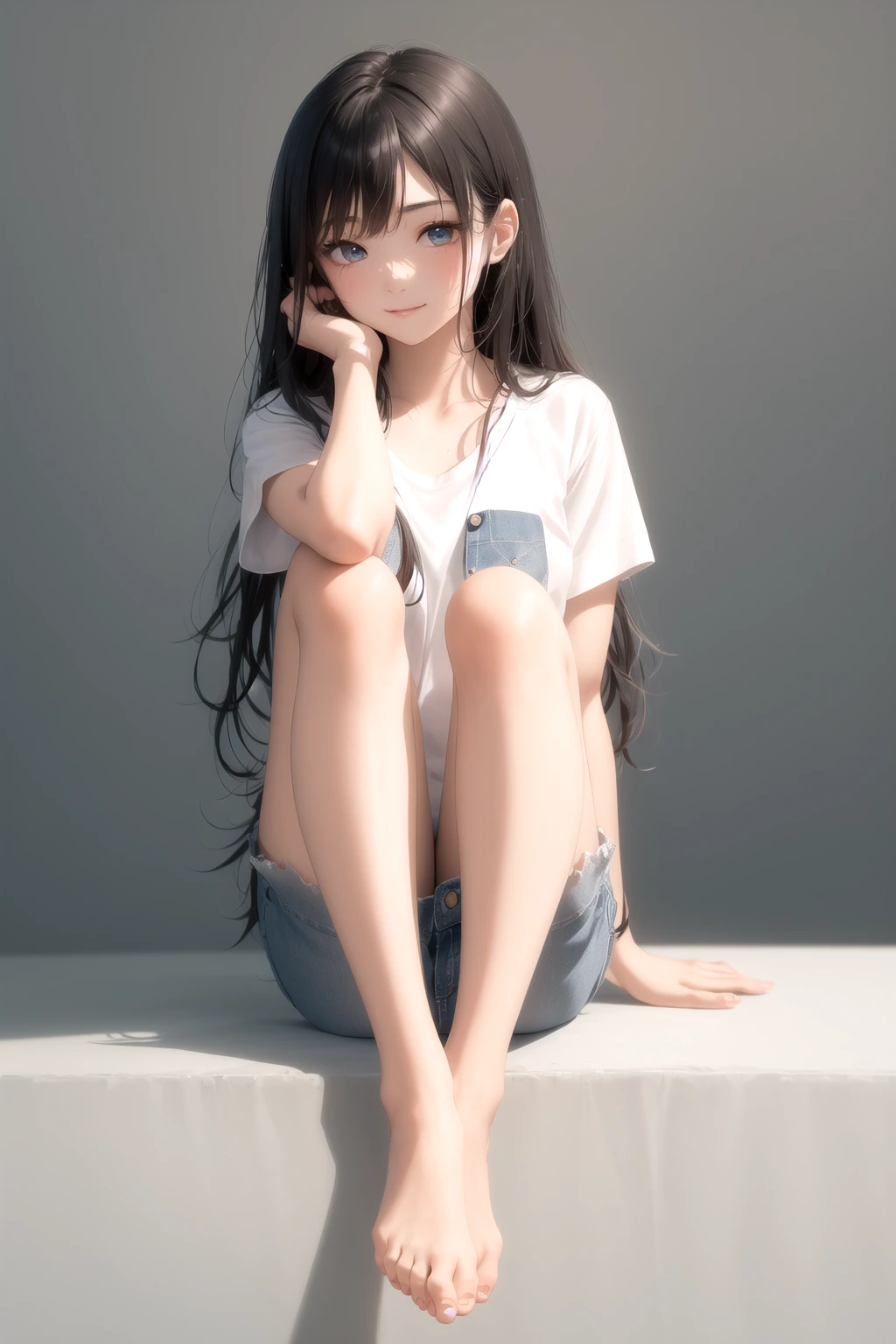 テーブル縁に座る