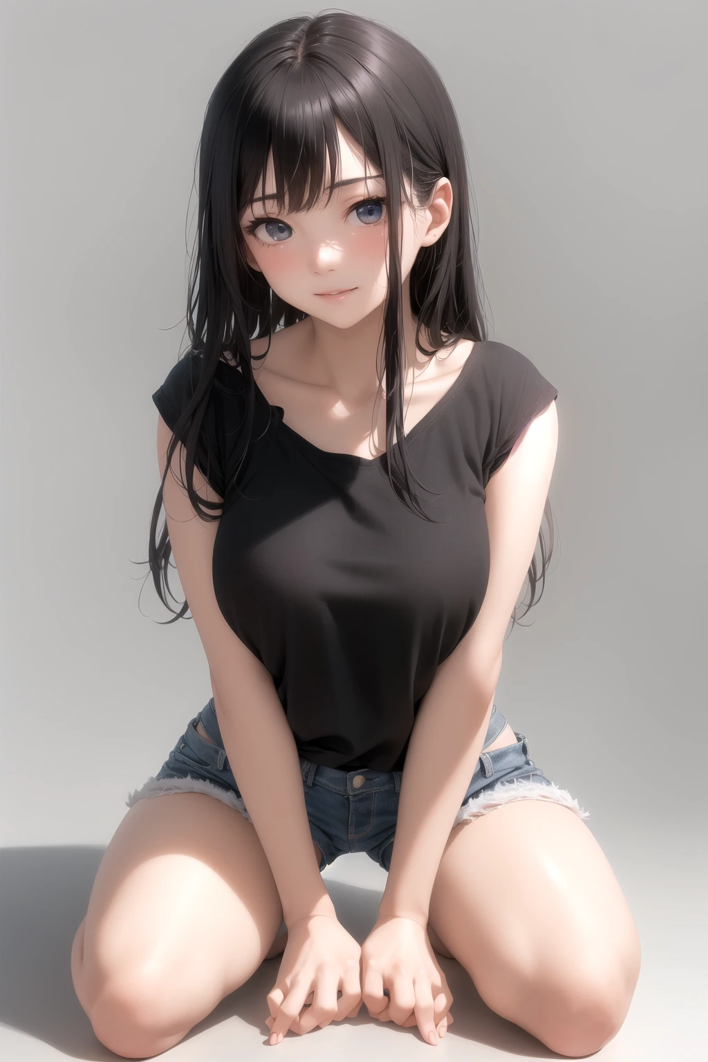 女の子座りで前のめり