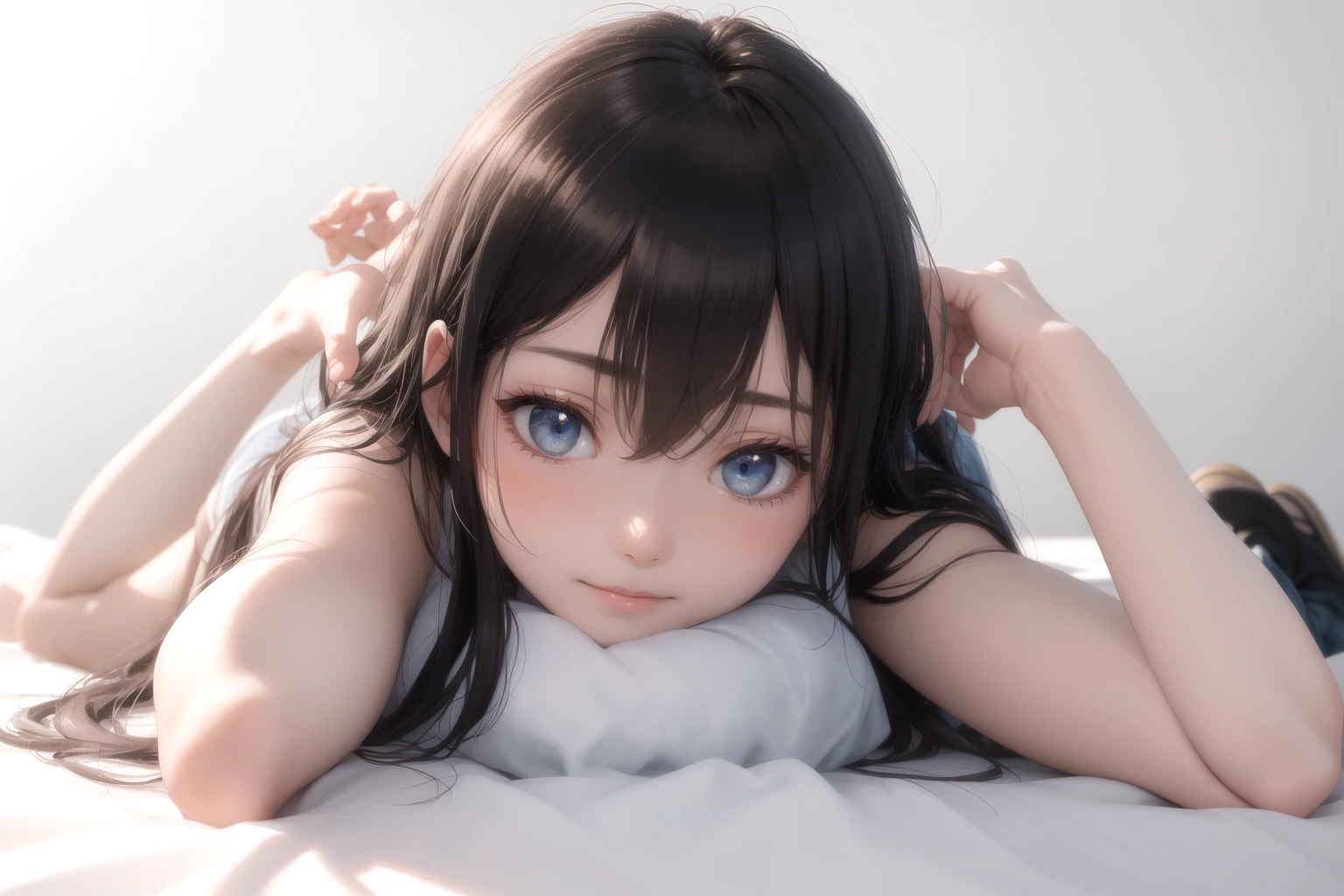 仰向けで膝抱え