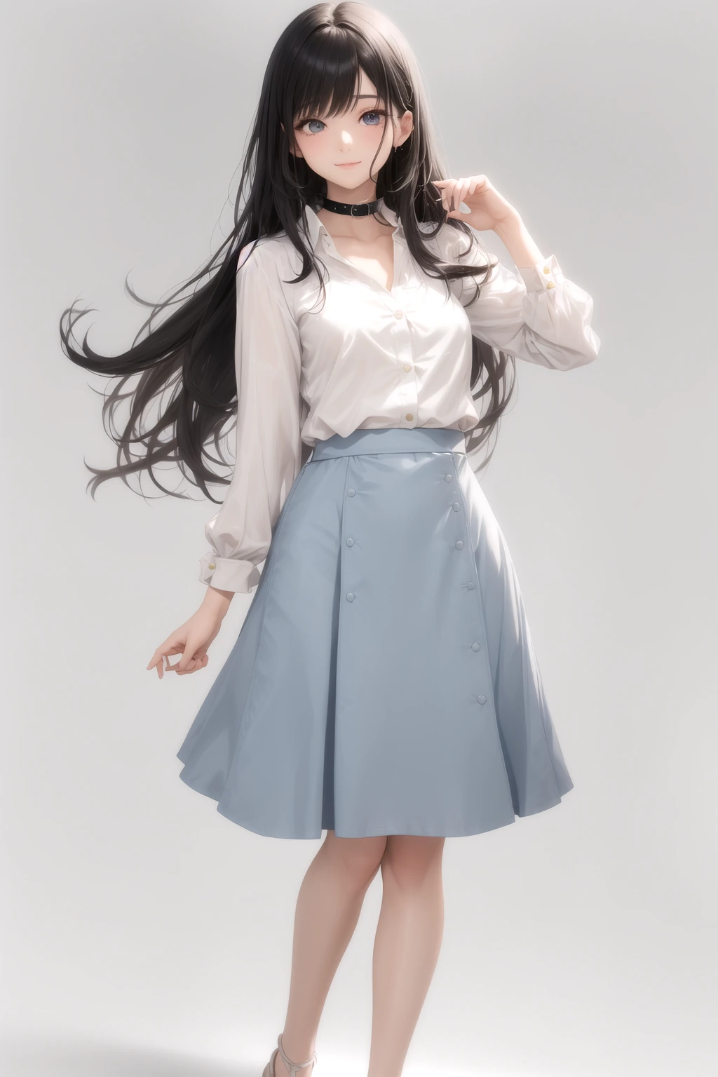 襟に手を添える