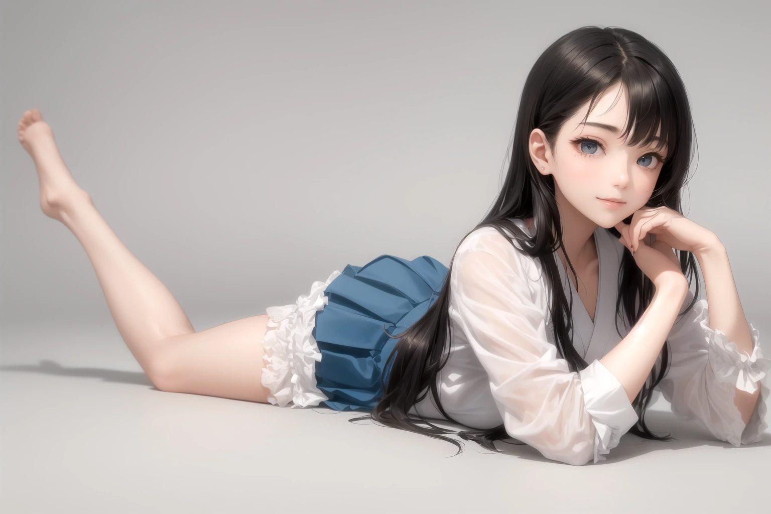 うつ伏せ頬杖
