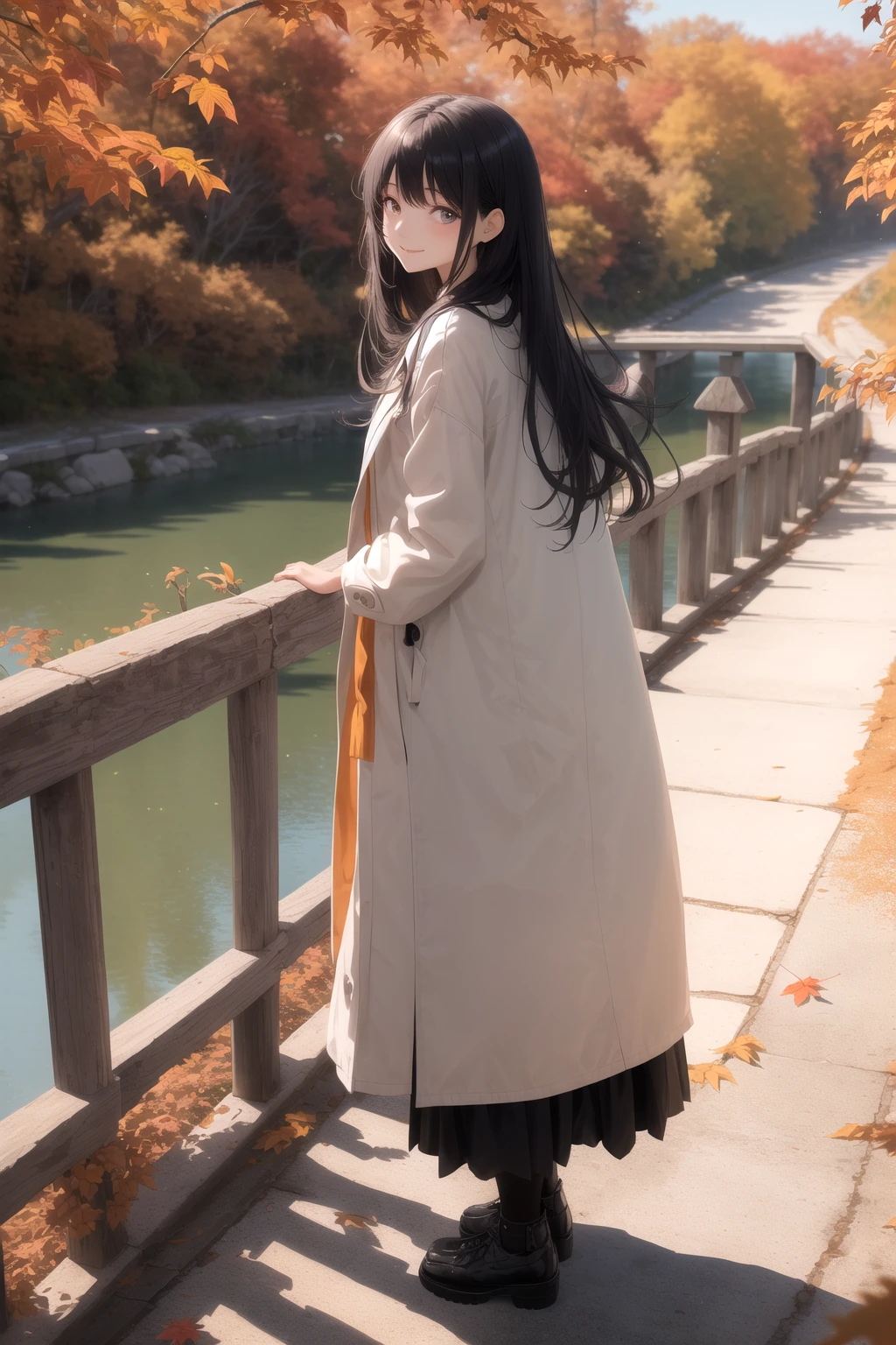 紅葉の橋の上