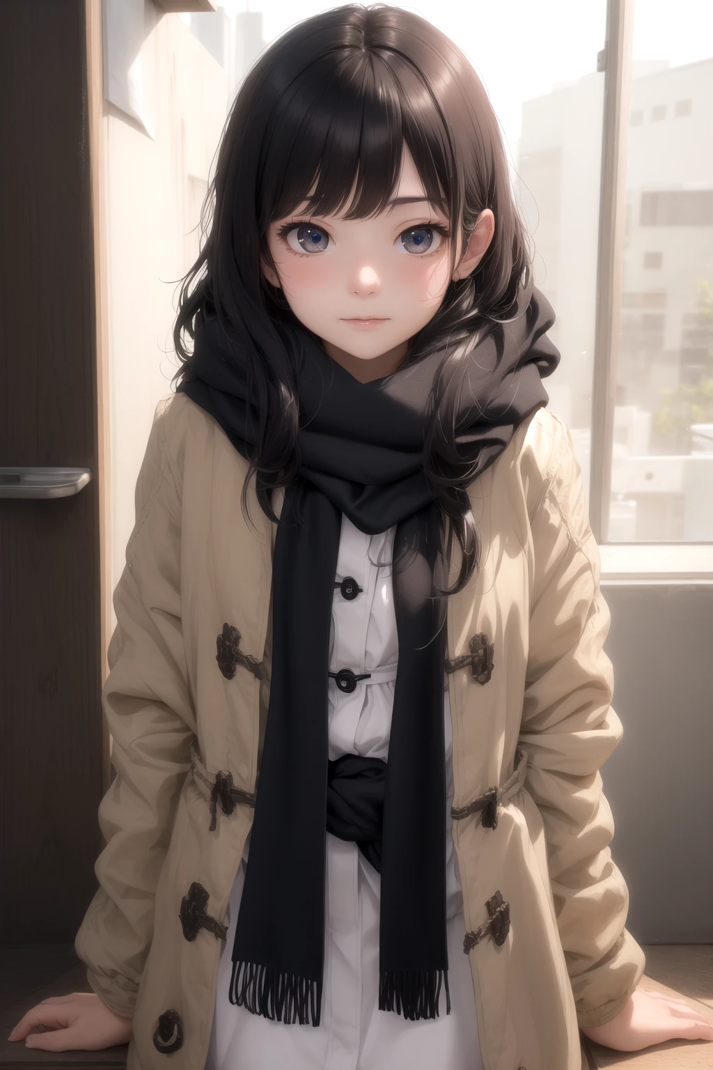 マフラーを巻き直す
