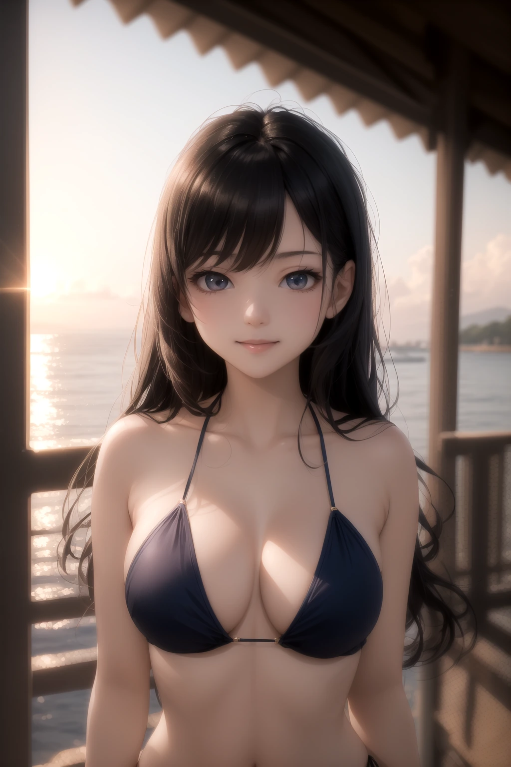 夕日バックにシルエット