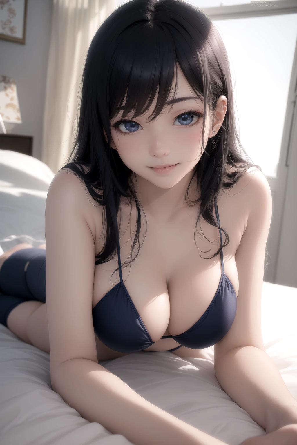 ベッドでうつ伏せ寝転び
