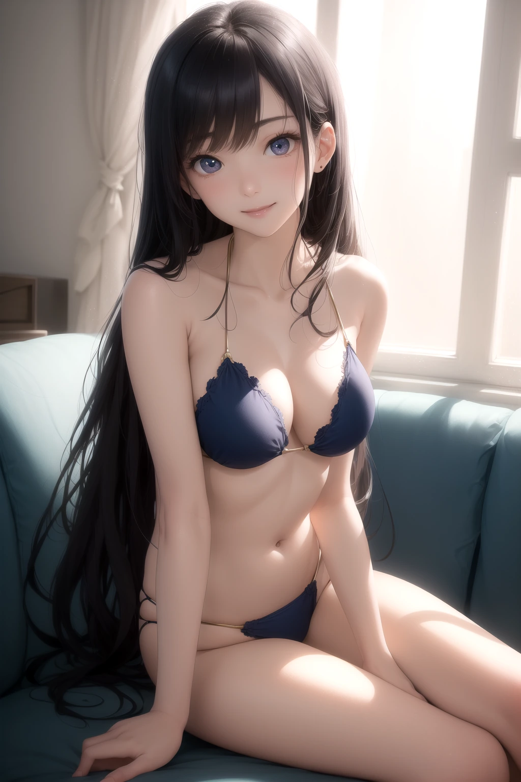 ソファに横座り