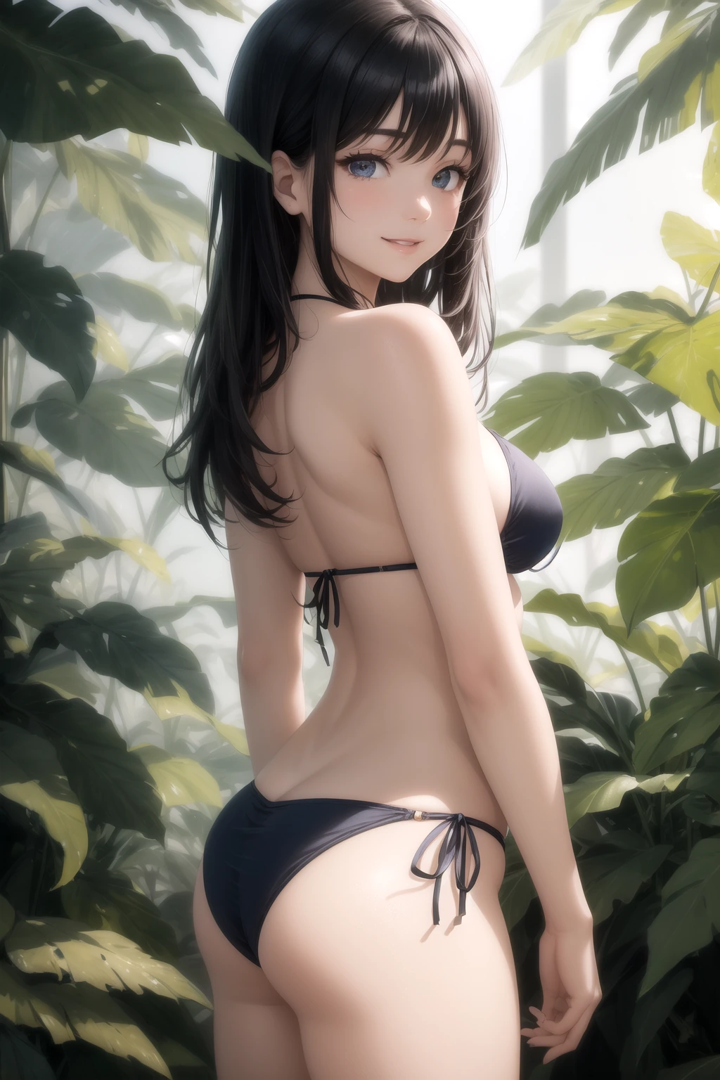 大きな葉の陰から覗く