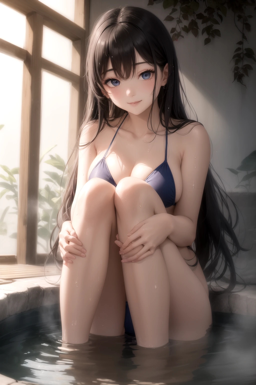 湯船で膝を抱える