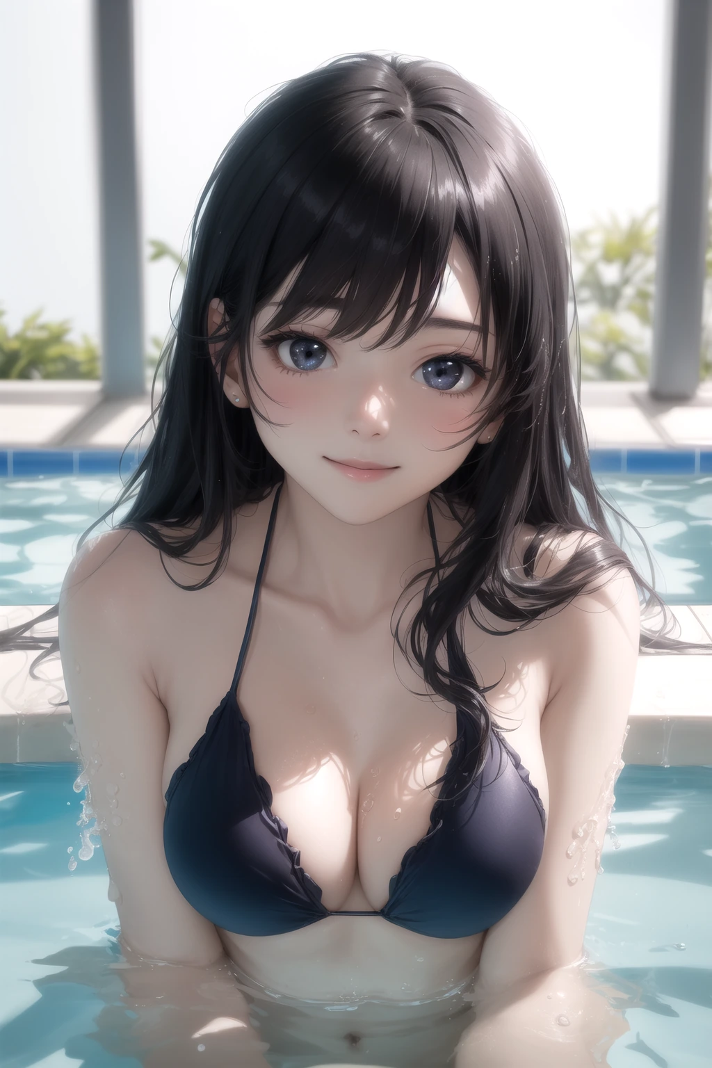 プールに飛び込む瞬間