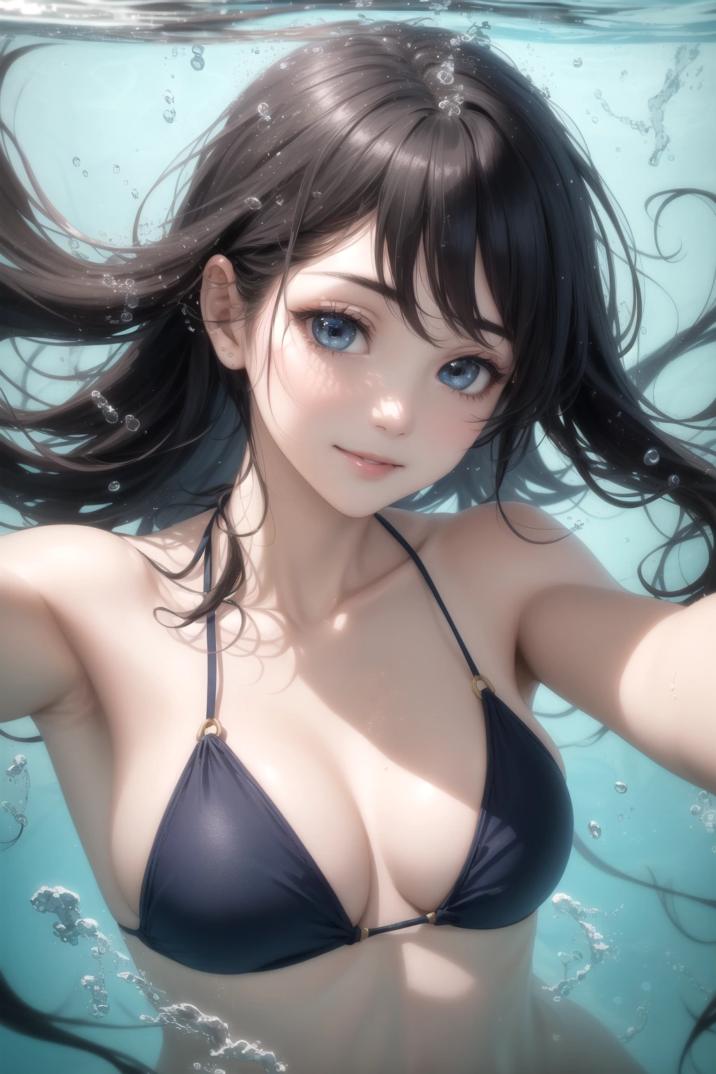 水中でくるっと回転