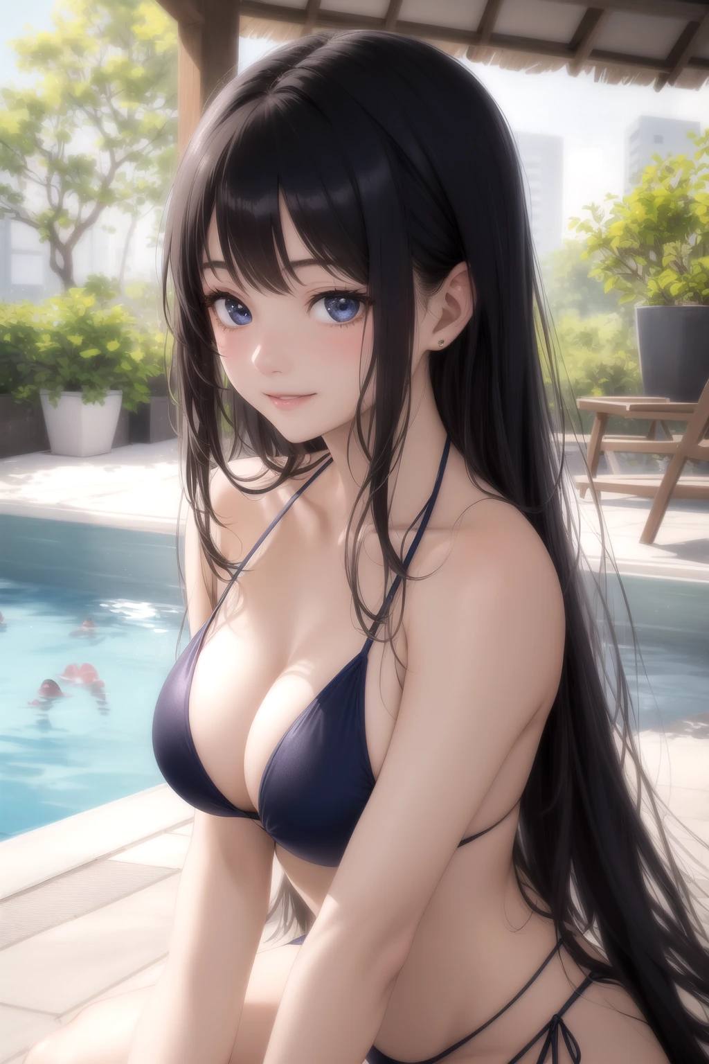 水面の自分を見つめる