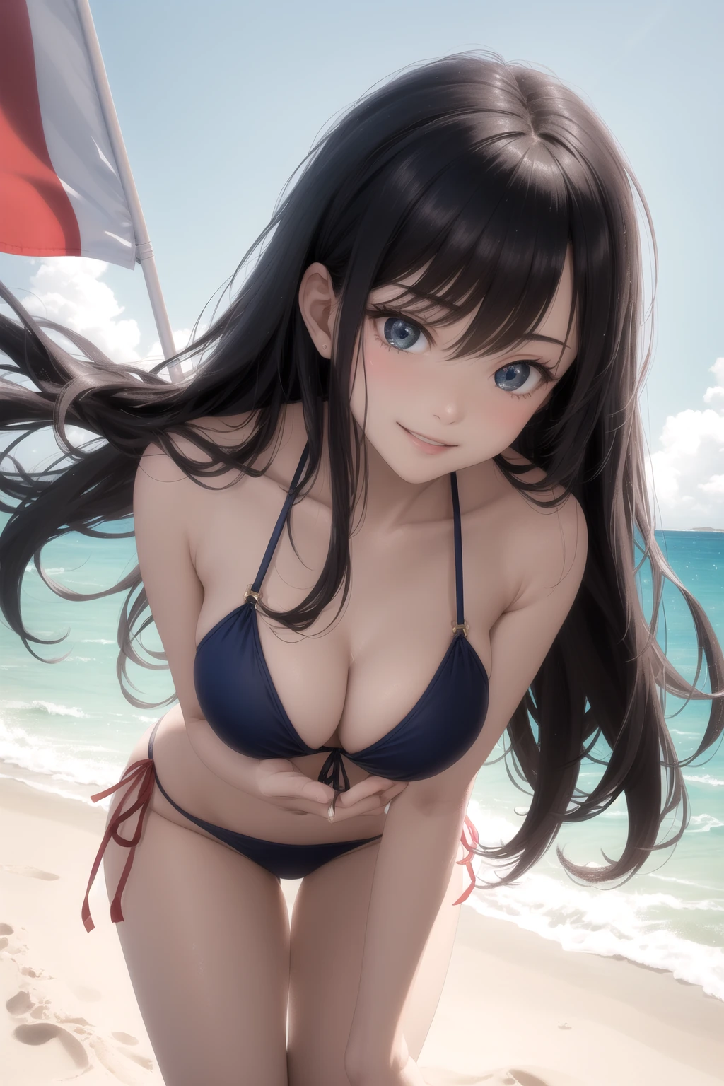 ビーチフラッグを取る