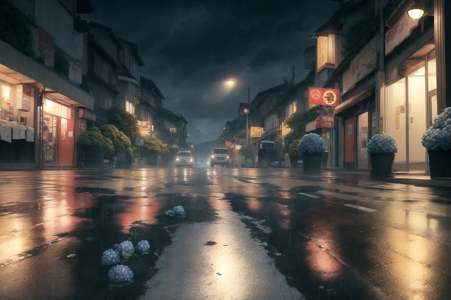 雨の街