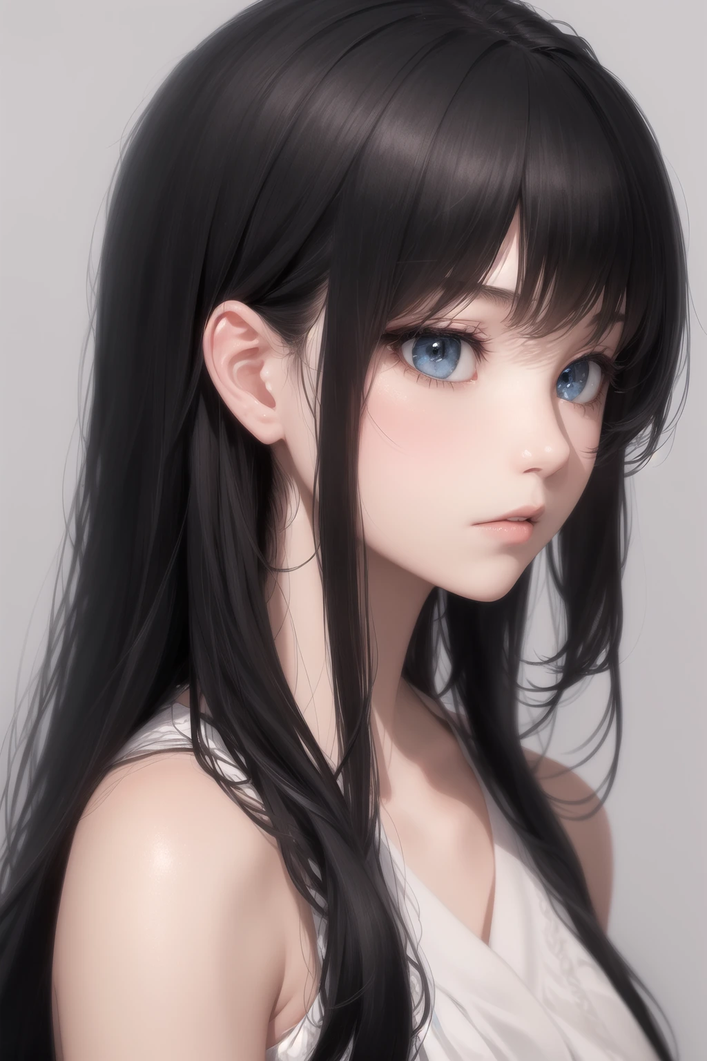 うつむき伏し目(eyes downcast)