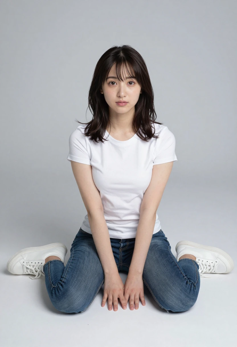 女の子座りで前のめり