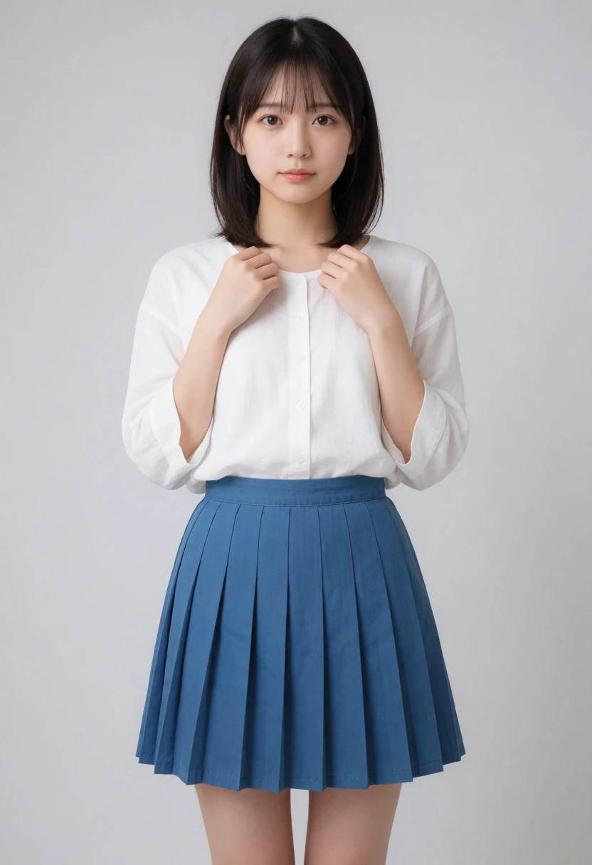 襟に手を添える