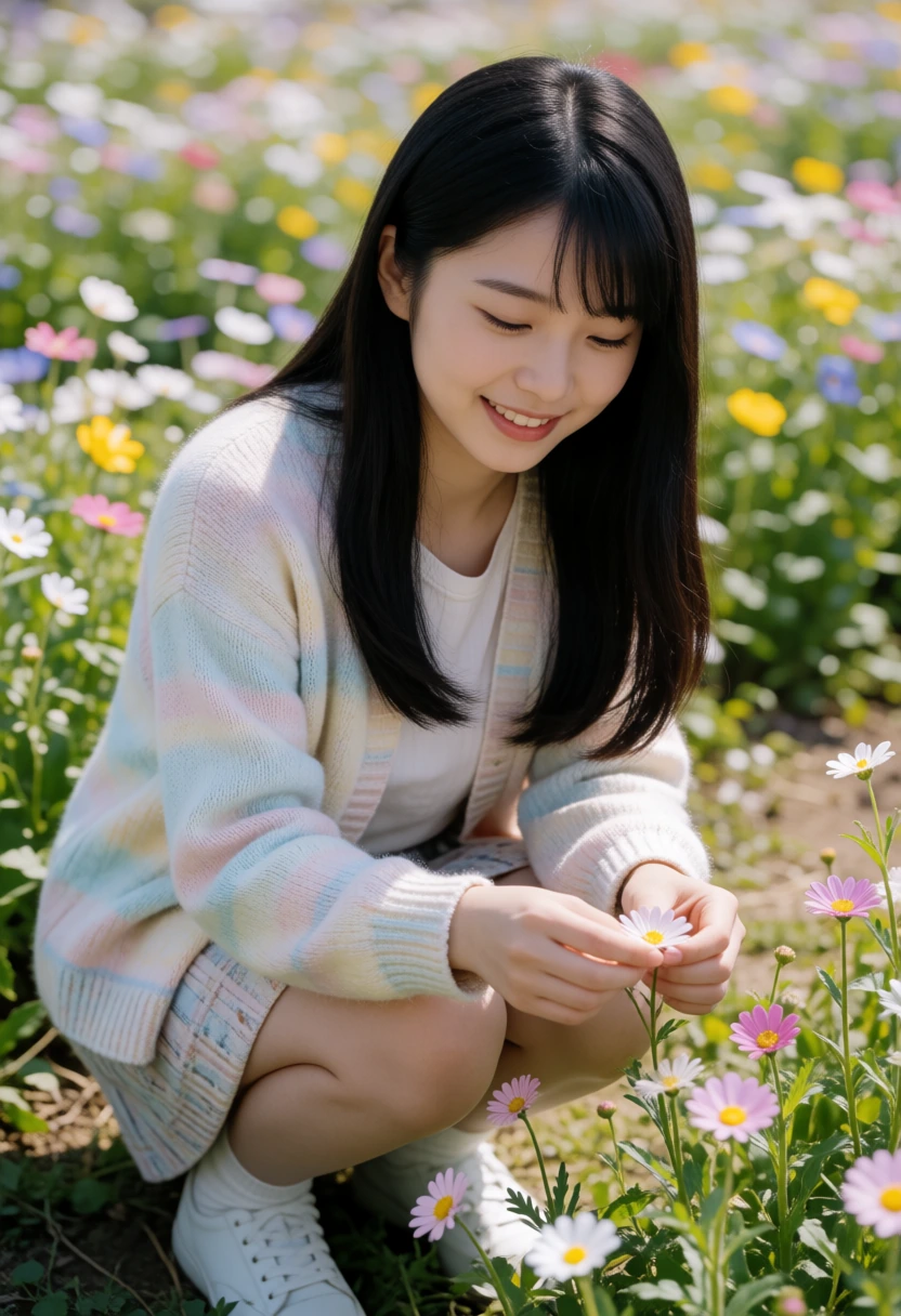 花畑で花摘み