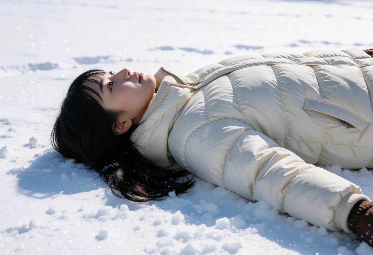 雪原に大の字