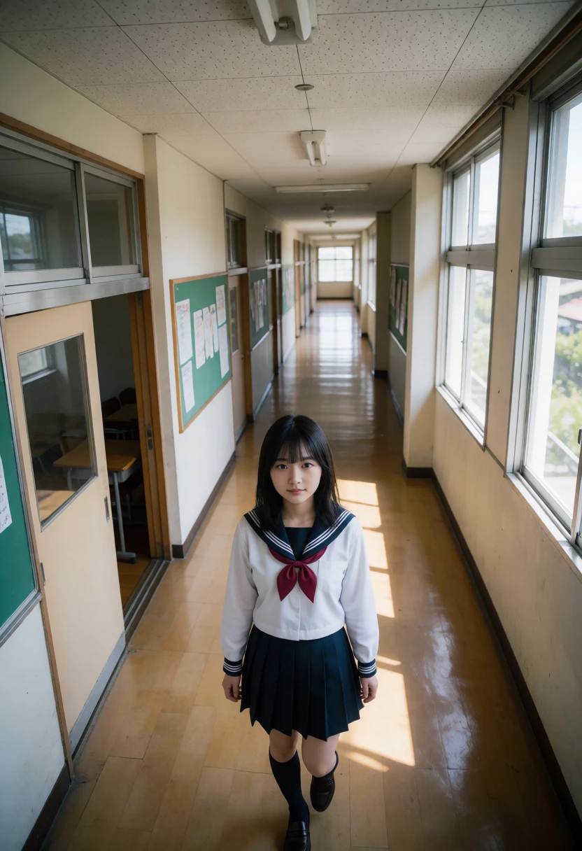 学校の廊下・天井の隅から