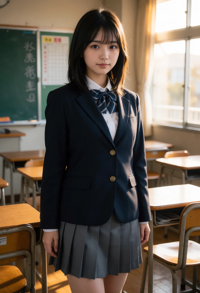 教室・シングル2つボタン(紺)
