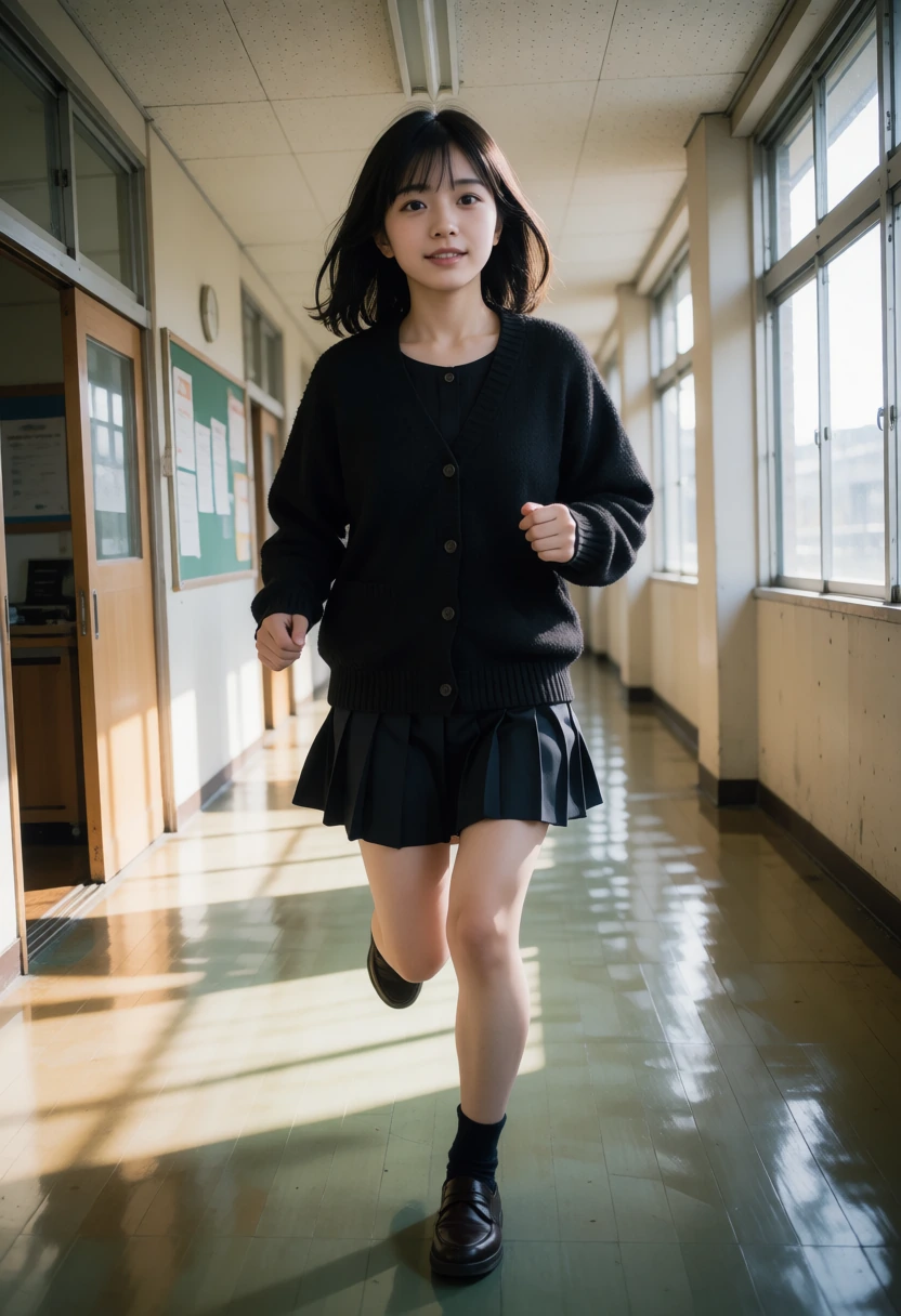 学校の廊下・カーディガン(黒)