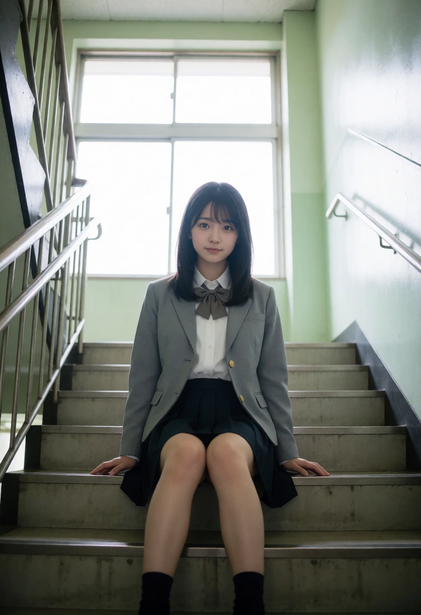 学校の階段・グレーブレザー