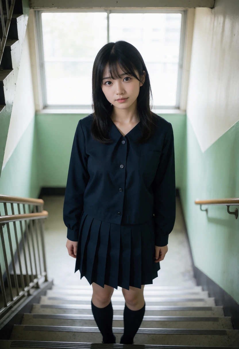 学校の階段・前開き型セーラー