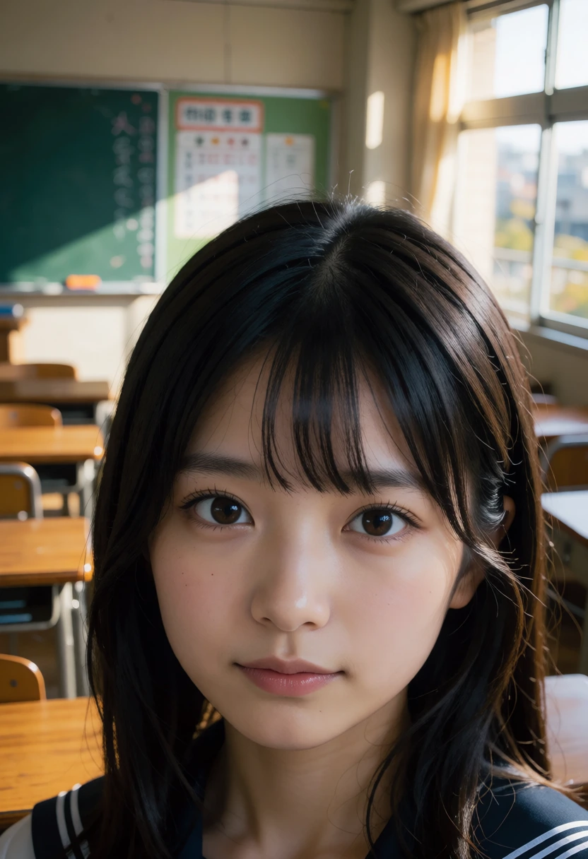 教室・瞳に窓の光
