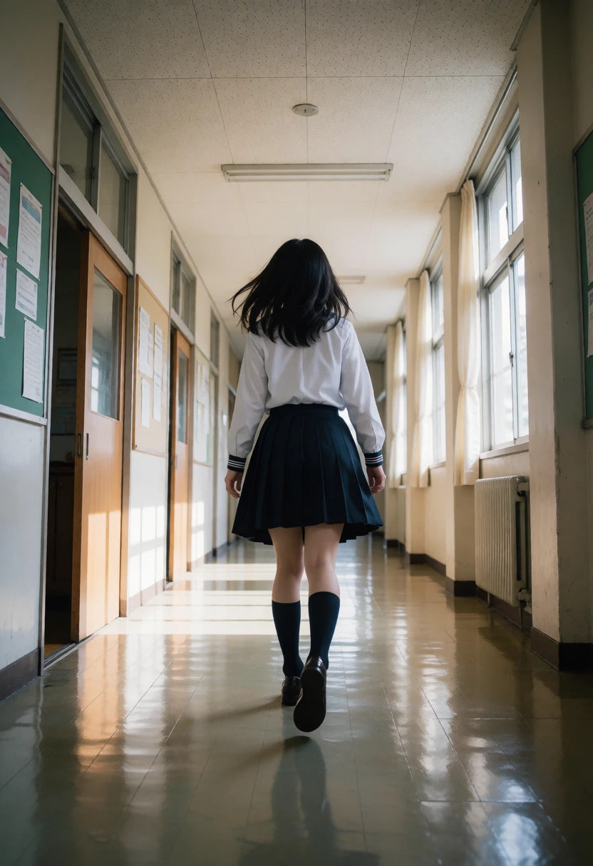 学校の廊下・廊下を蹴って走る