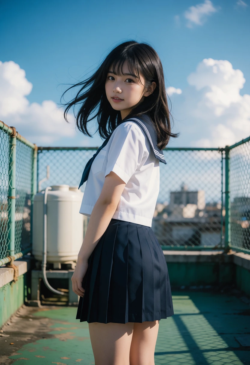 屋上・白セーラー
