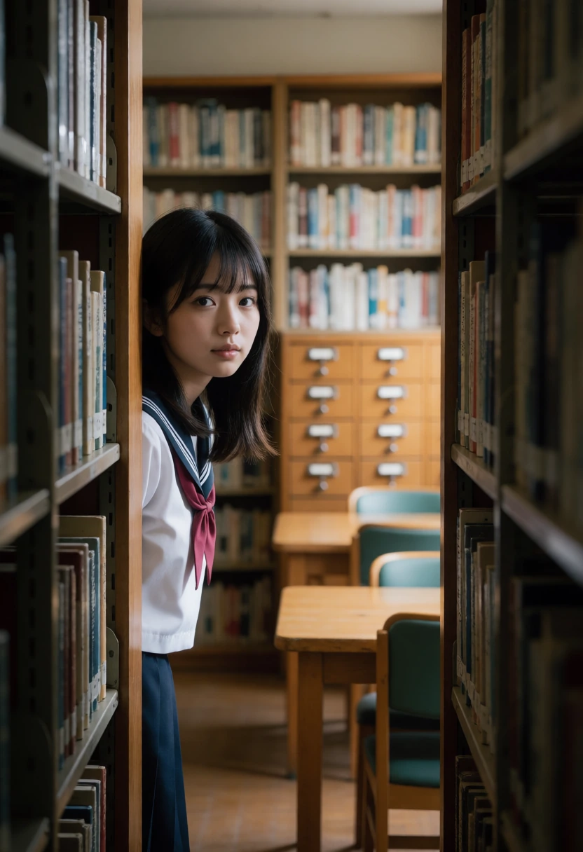 図書室・書架の隙間から