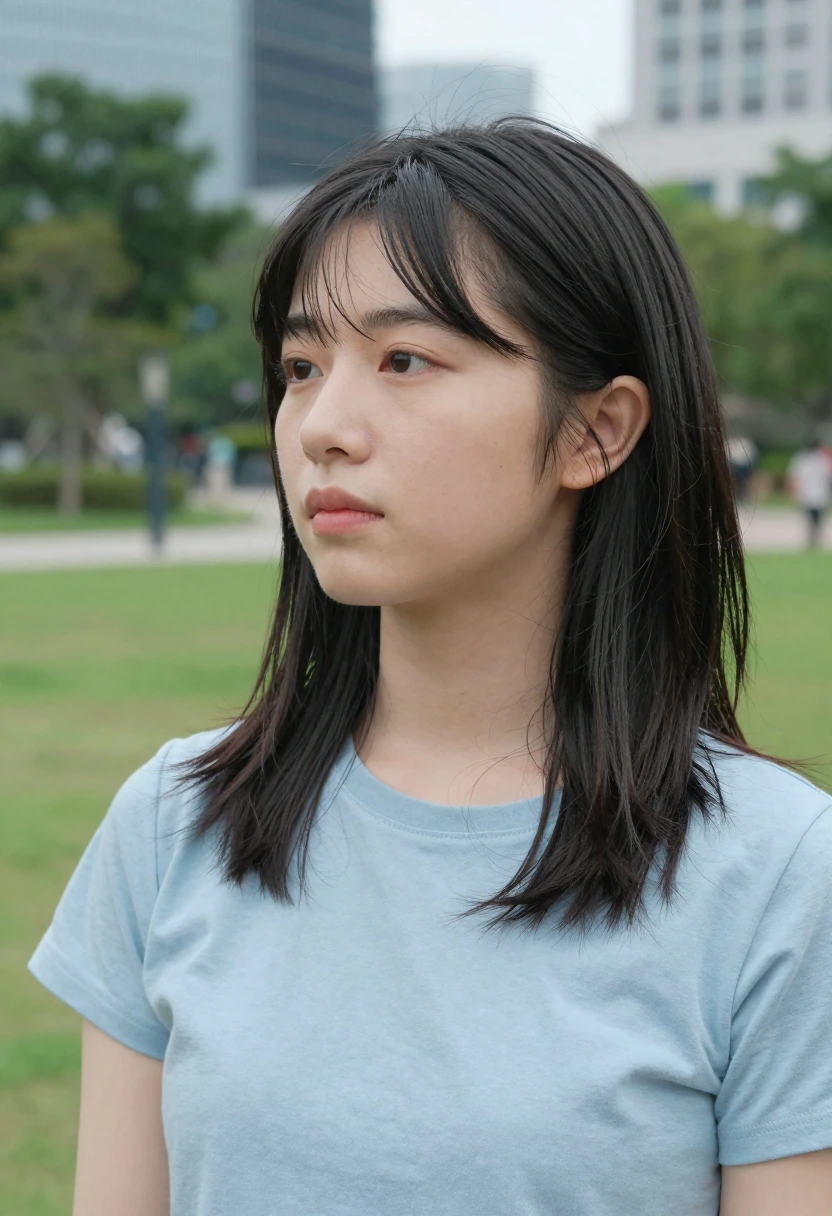物思いにふけって遠くを