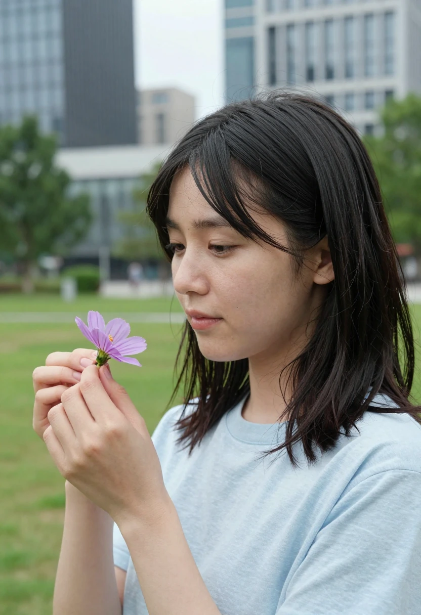 花を見る