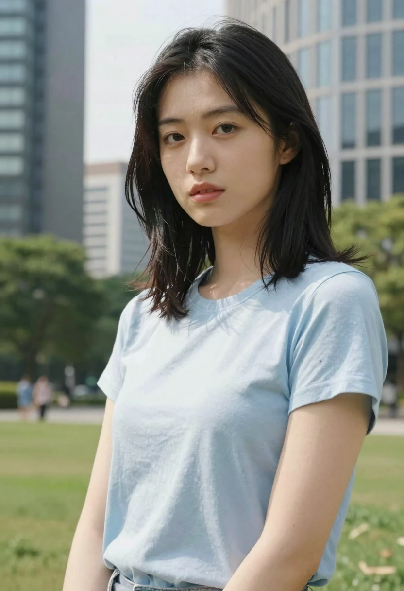 足元付近から×見下ろす