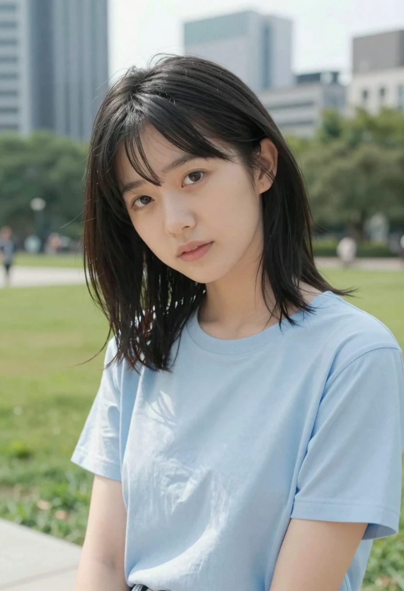 上目遣い×やや見下ろし