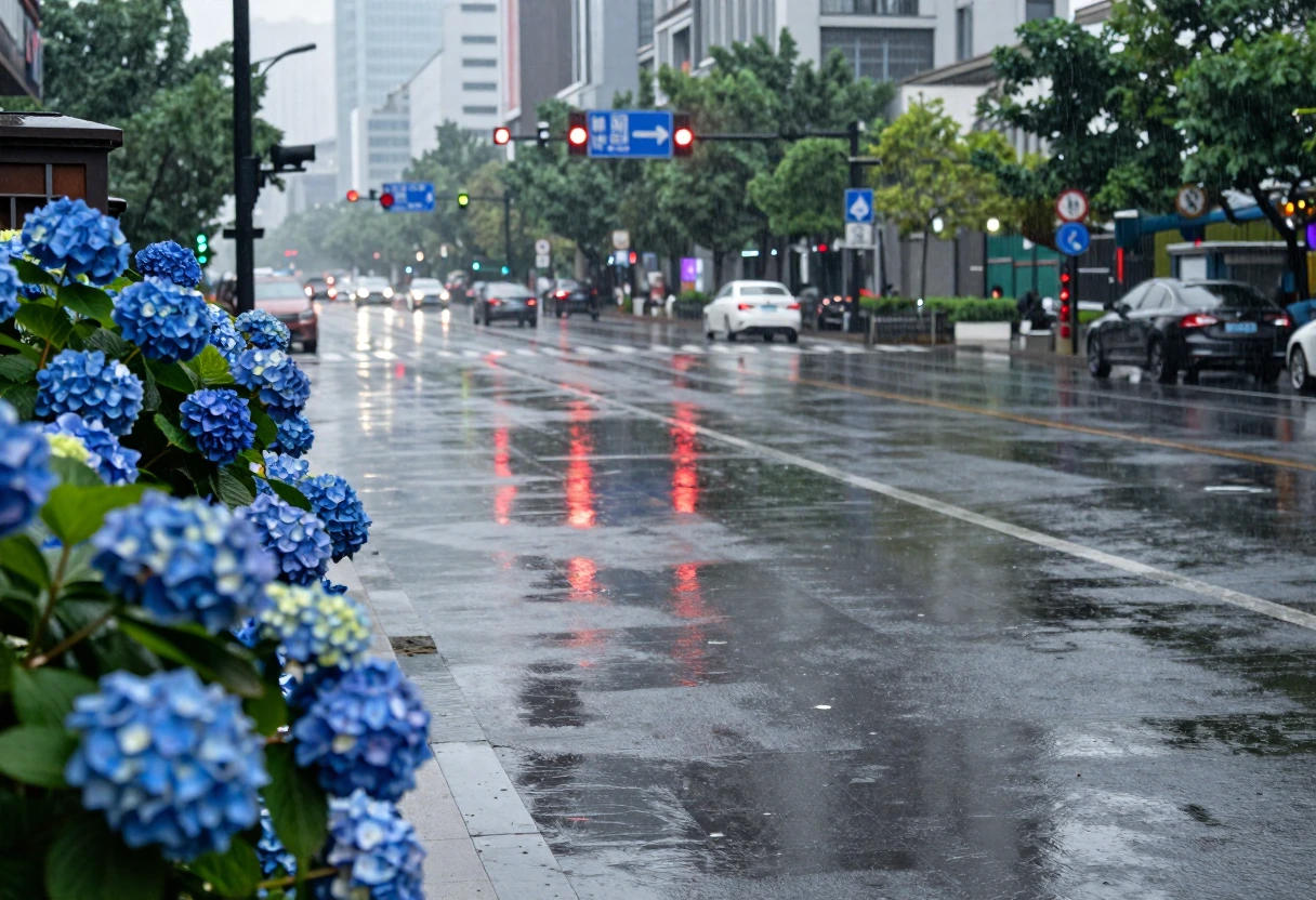 雨の街