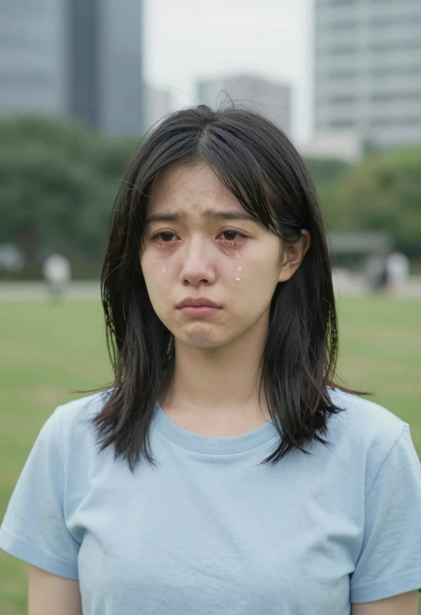 目に涙をためて(eyes brimming with tears)